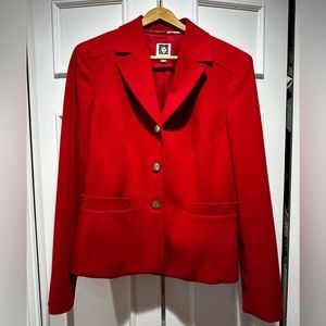 Lovely Fully-lined red Ann Klein blazer with gold signature buttons. Size 10